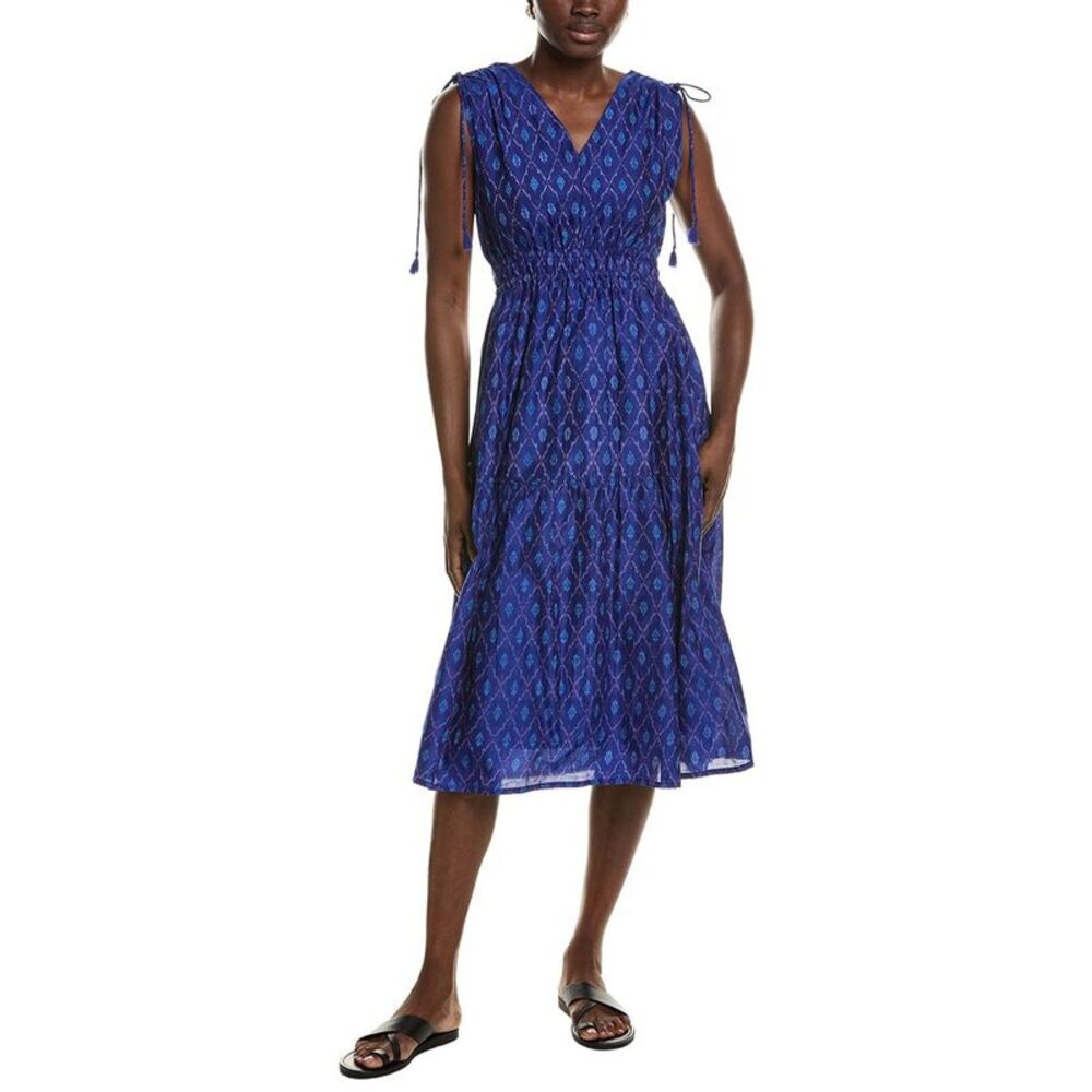 Mer St. Barth Womens  Noemie Shoulder Tie Dress, Blue
